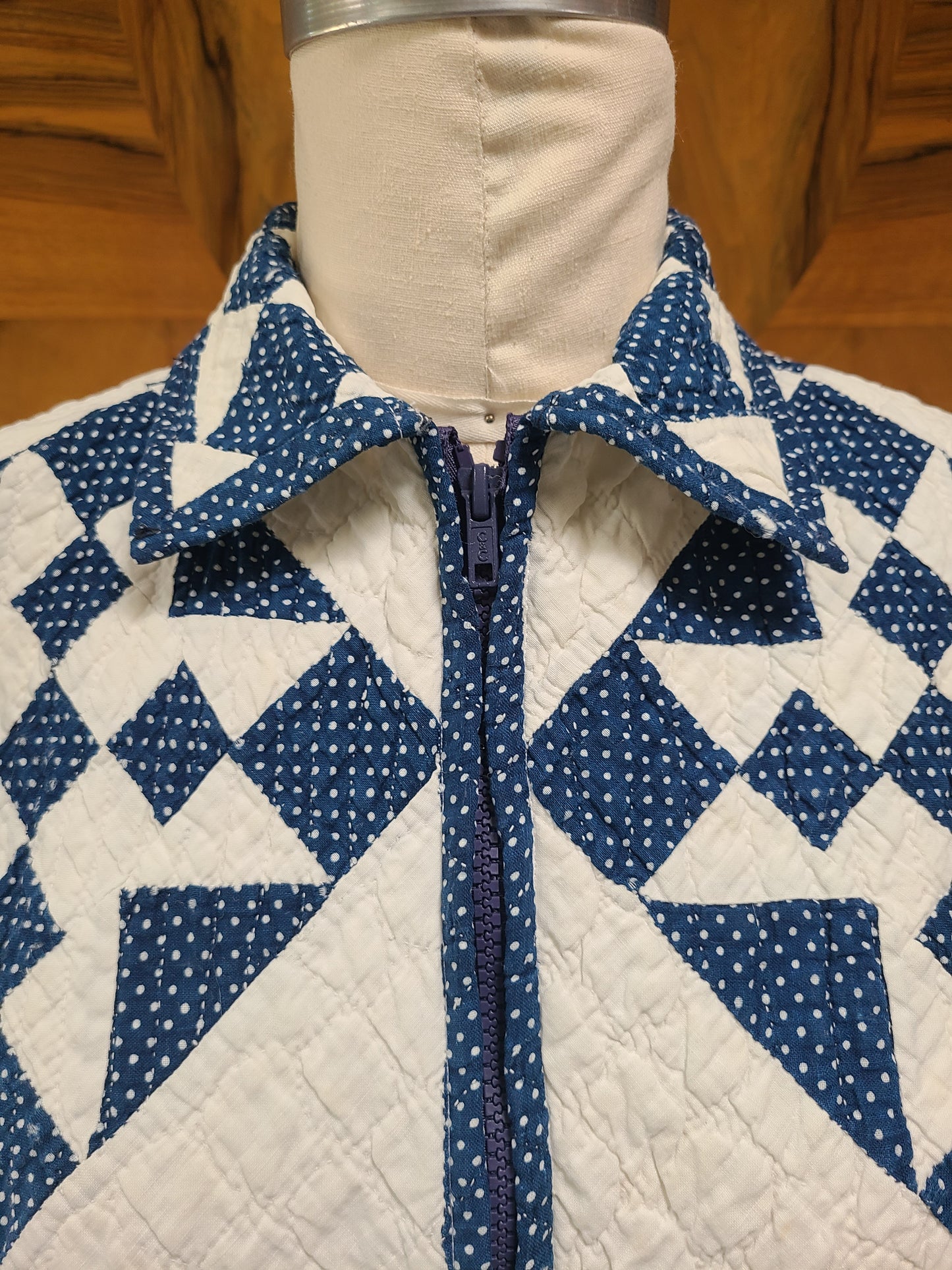 Indigo & White cropped Chore Jacket with removable Lambswool Collar
