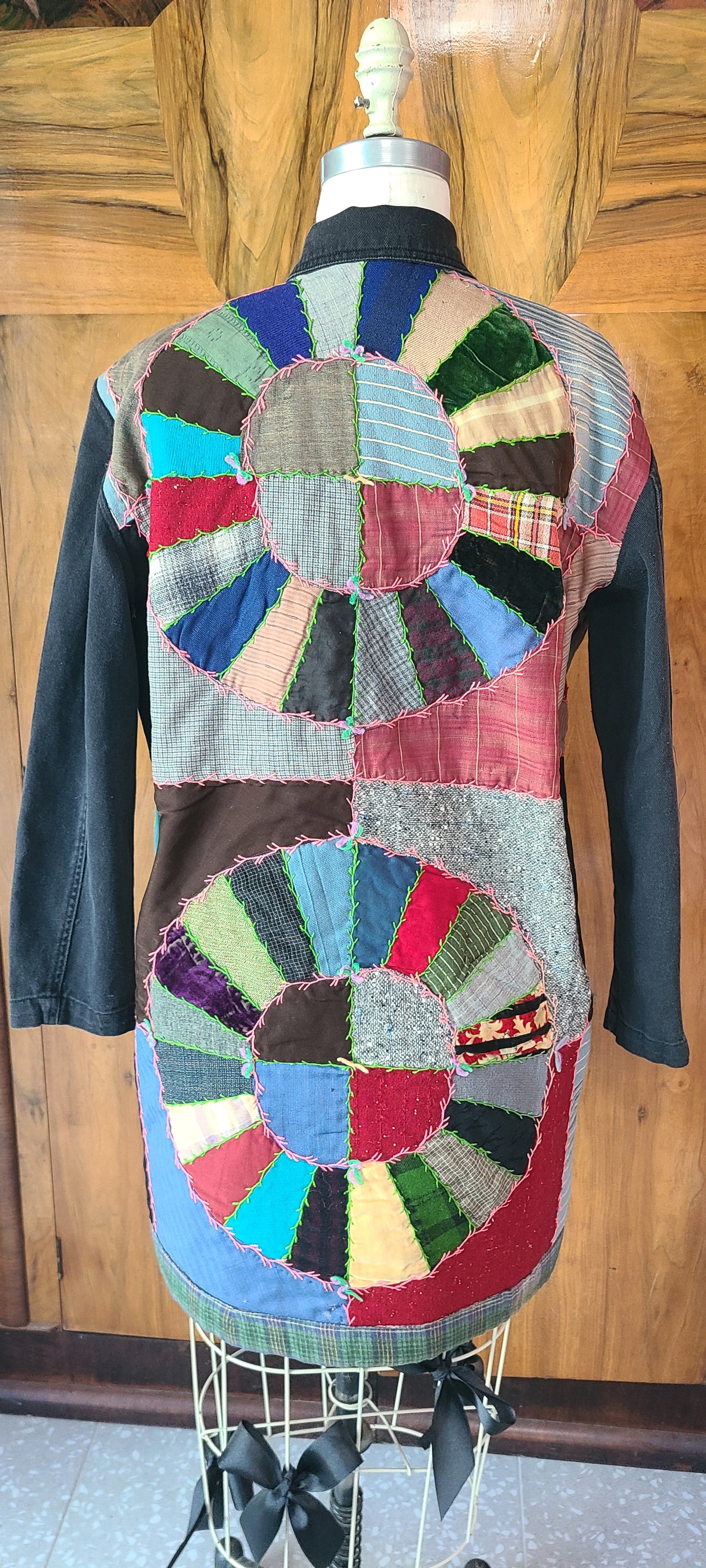 Crazy Quilt Duster with Denim Sleeves