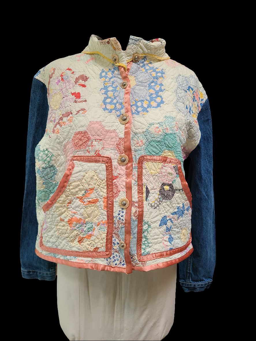 Grandma's Garden with Blue Denim Sleeves - Chore