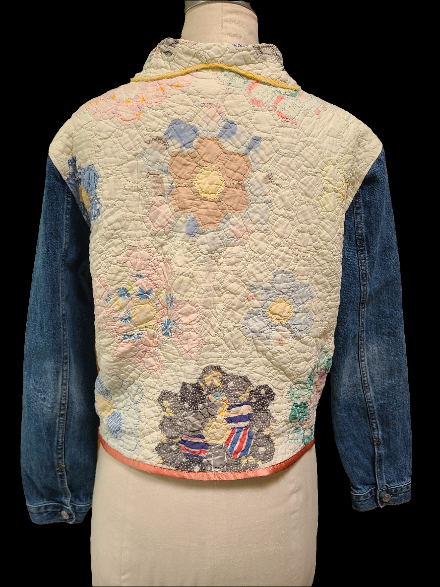 Grandma's Garden with Blue Denim Sleeves - Chore