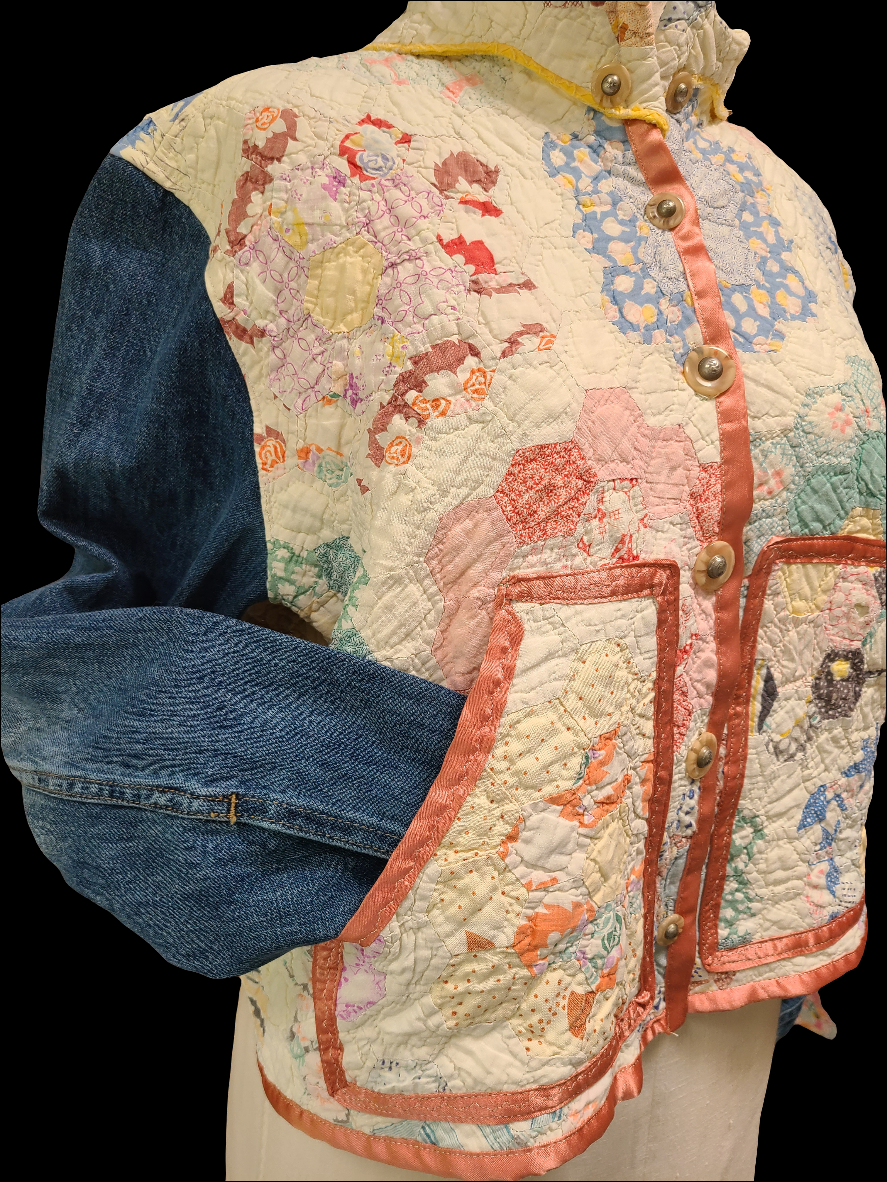 Grandma's Garden with Blue Denim Sleeves - Chore