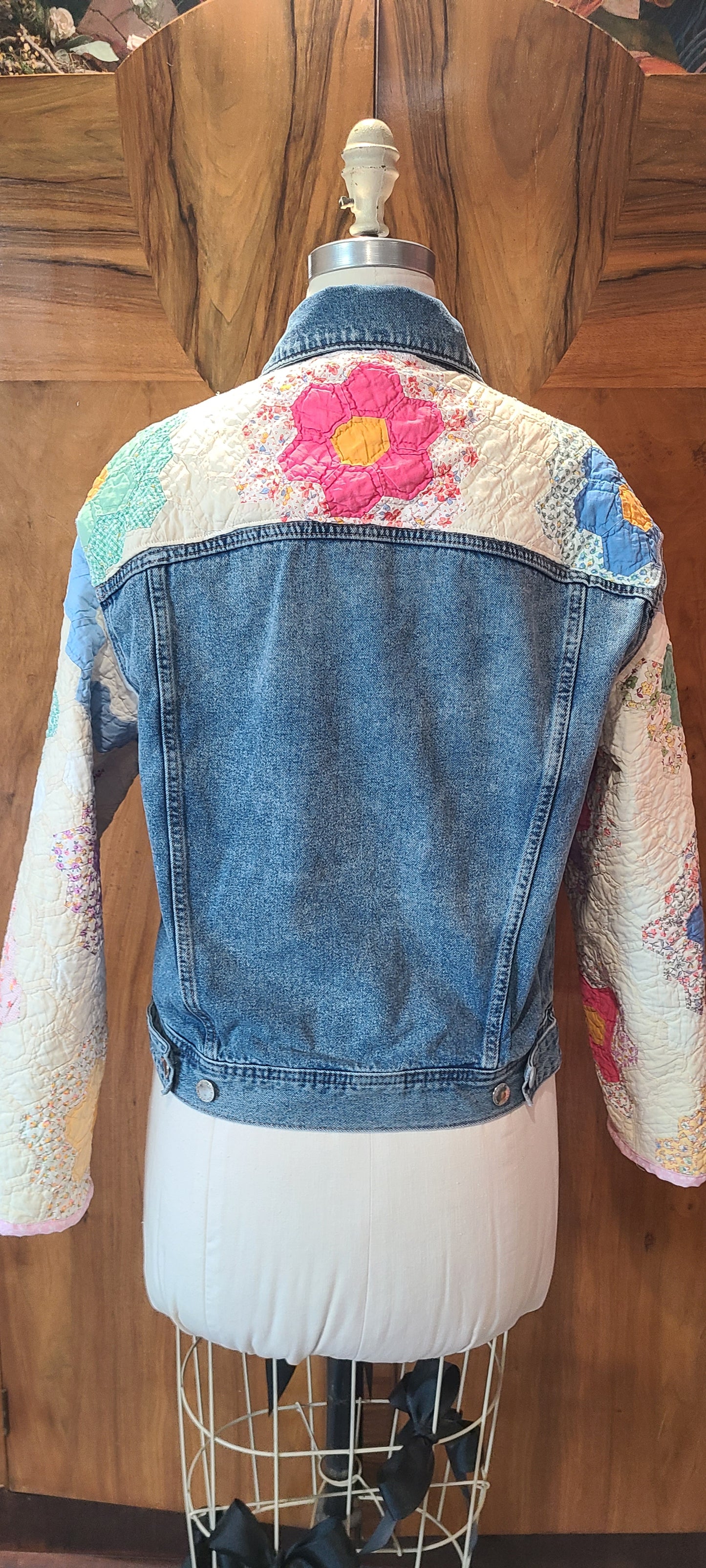 Denim Fusion with Grandma's Garden Vintage Quilt