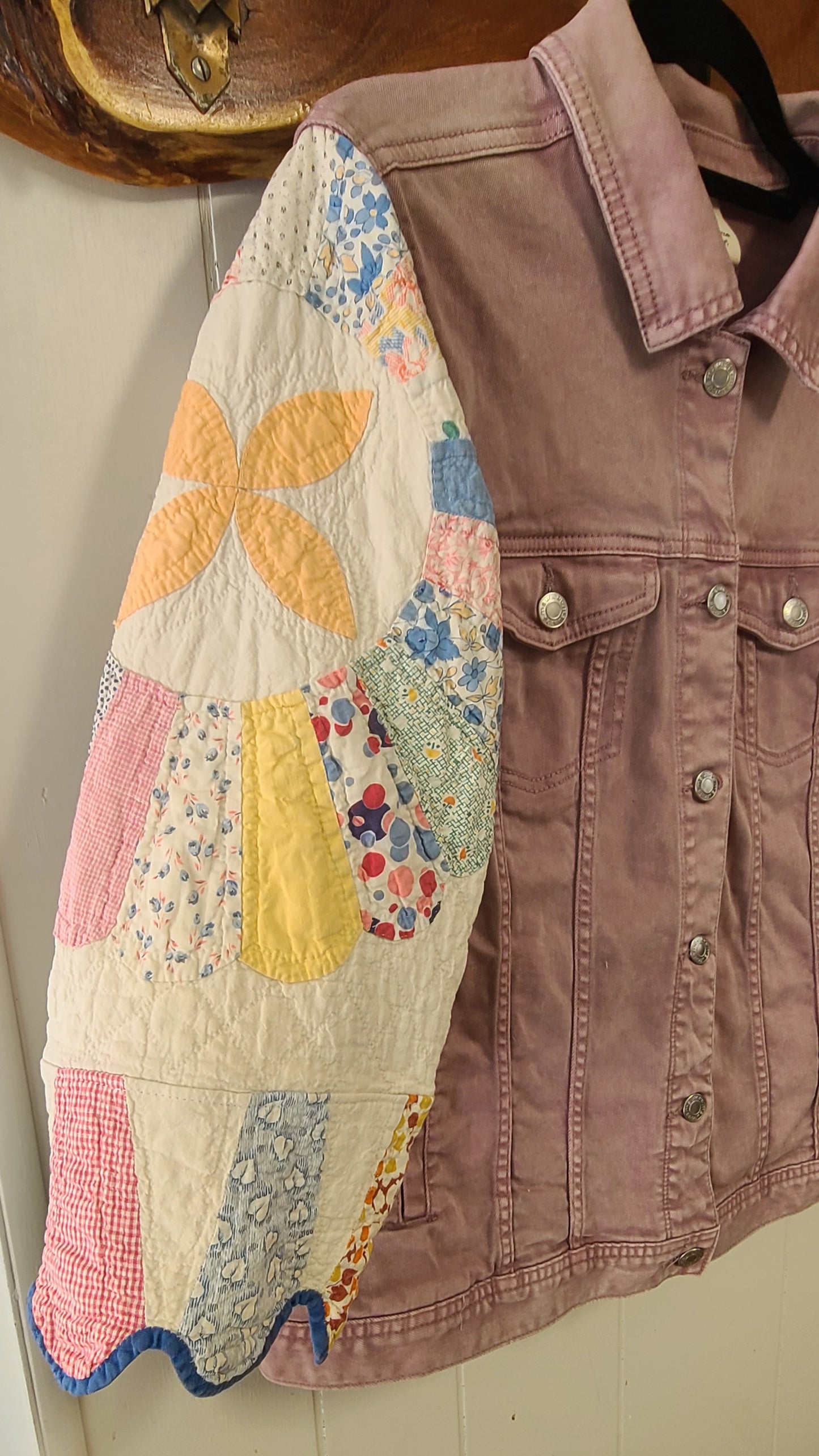 Dusty Rose Denim Jacket with Dresden Sleeves