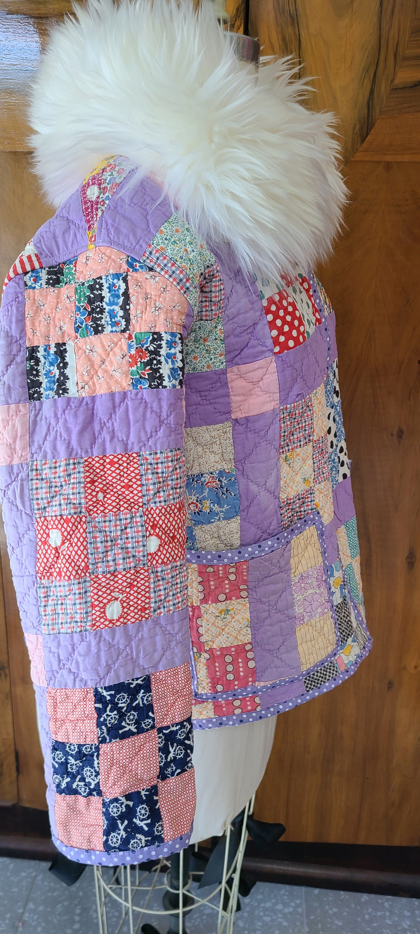 Lavender Chore with Lambskin Collar