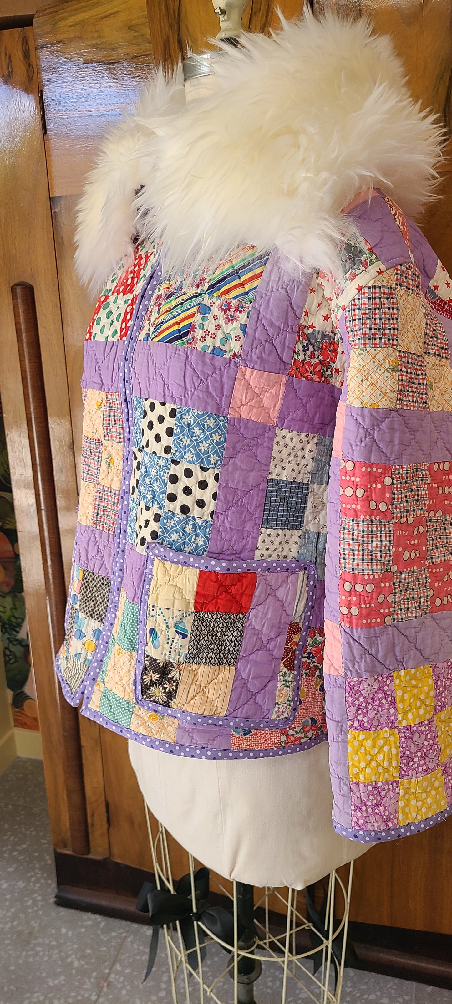 Lavender Chore with Lambskin Collar