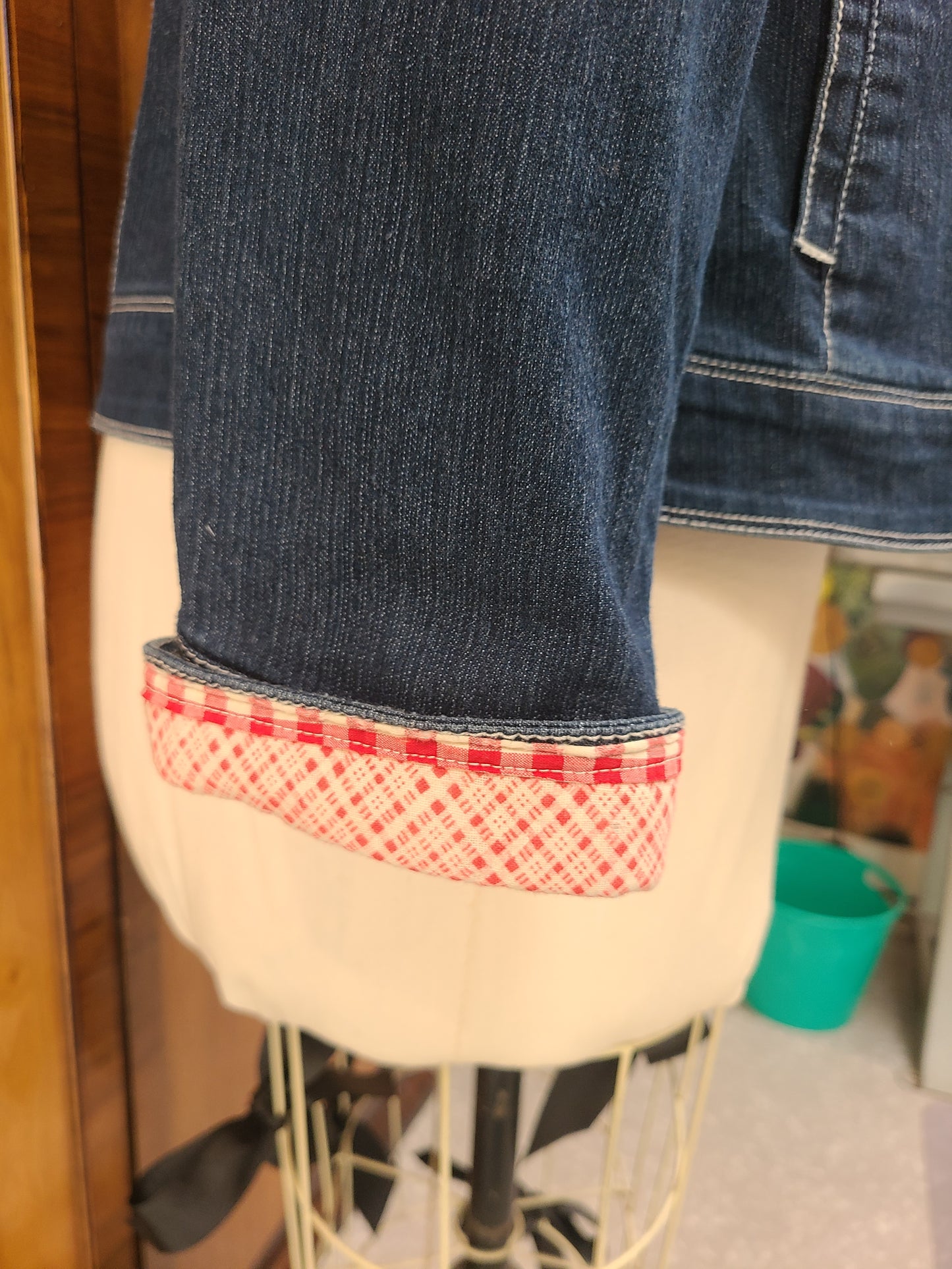 Christopher and Bons denim embellished with vintage quilt western style