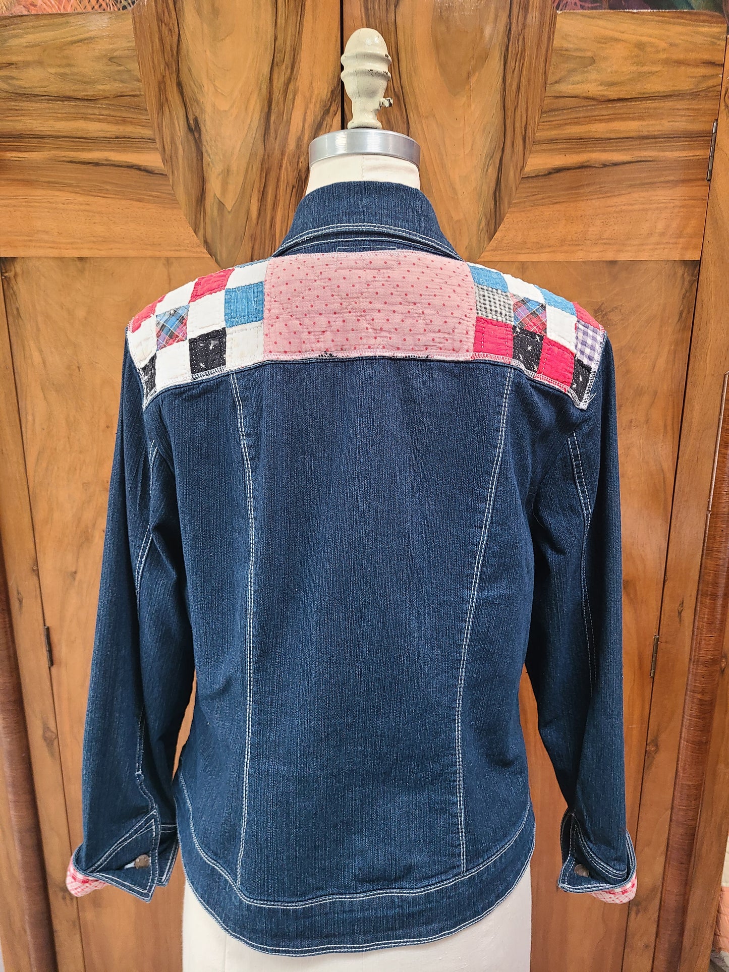 Christopher and Bons denim embellished with vintage quilt western style