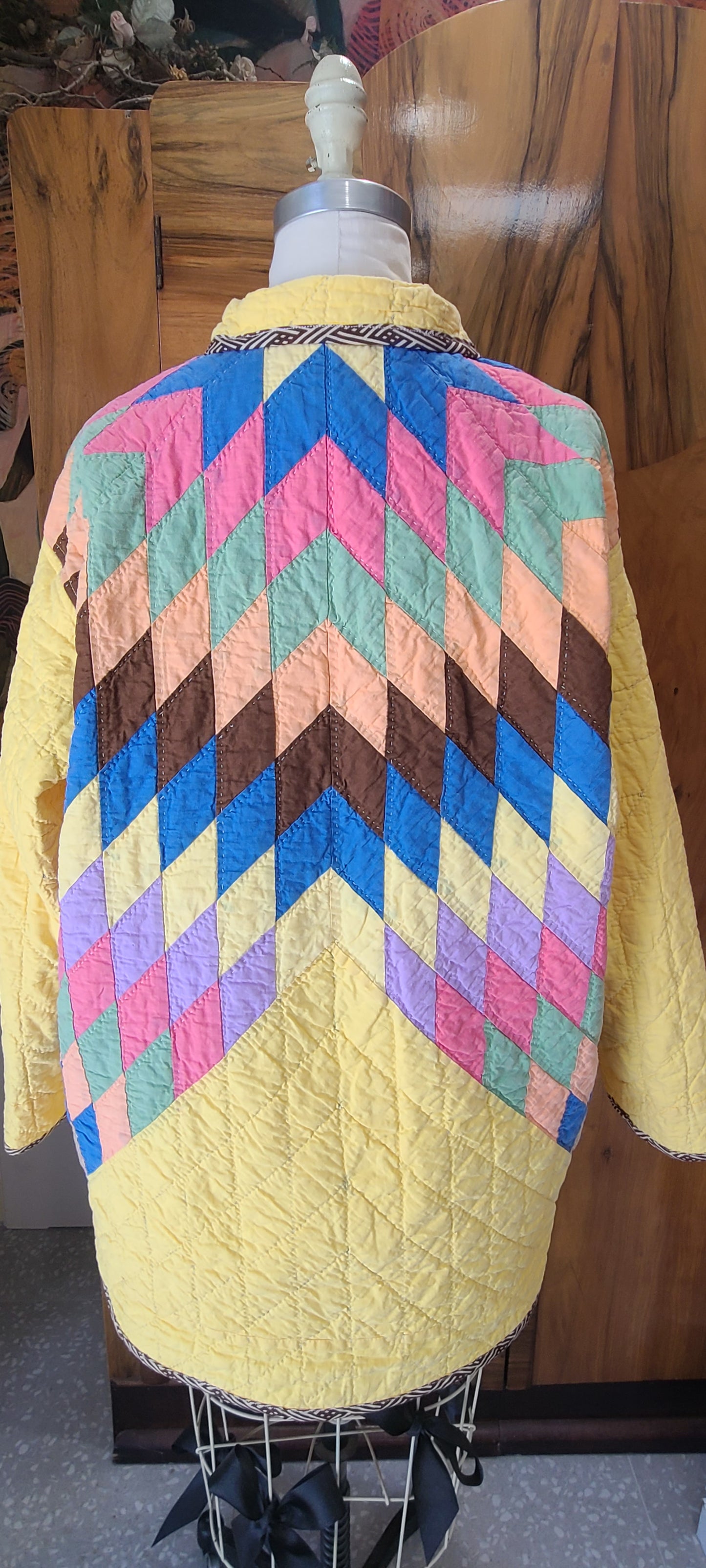 Pea Length Yellow Lone Star Quilt Coat