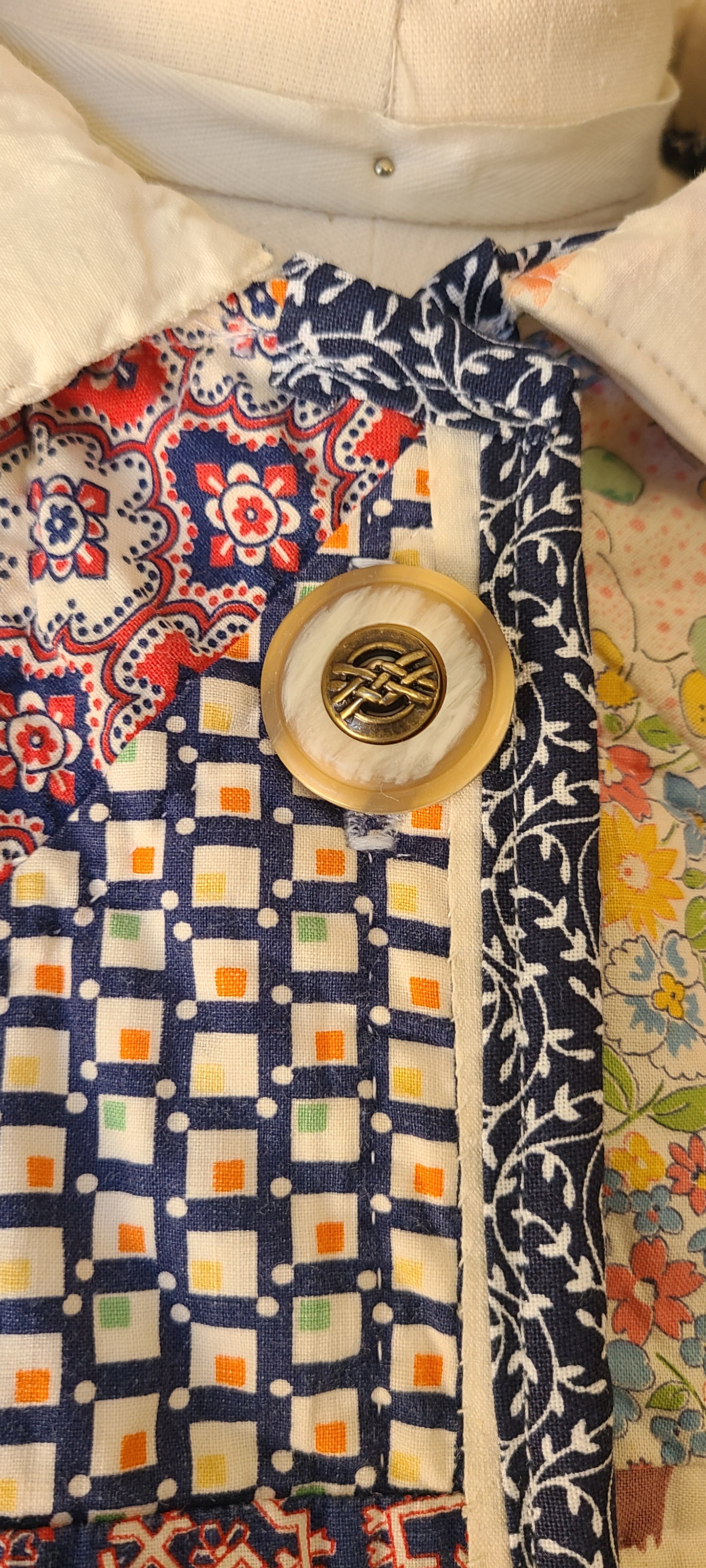 Blue Patch Chore with Lambskin Collar