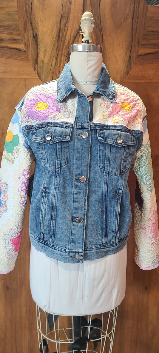 Denim Fusion with Grandma's Garden Vintage Quilt
