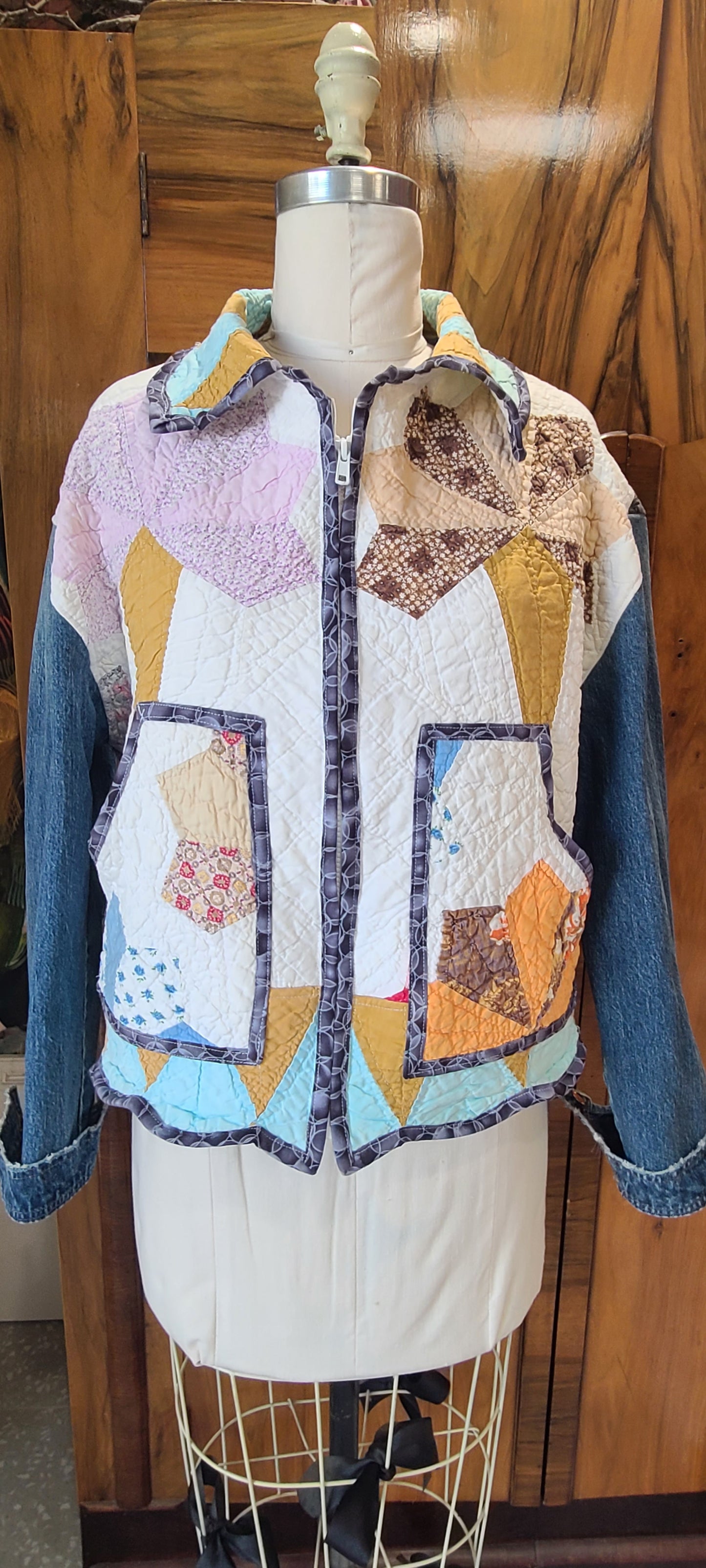 Bouquet Chore with Denim Sleeves