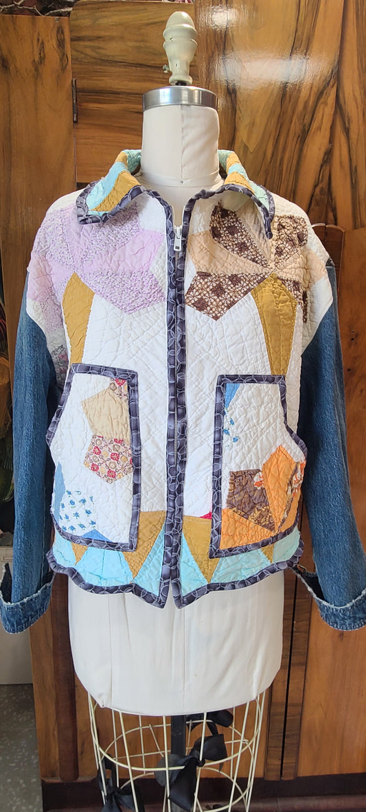 Bouquet Chore with Denim Sleeves