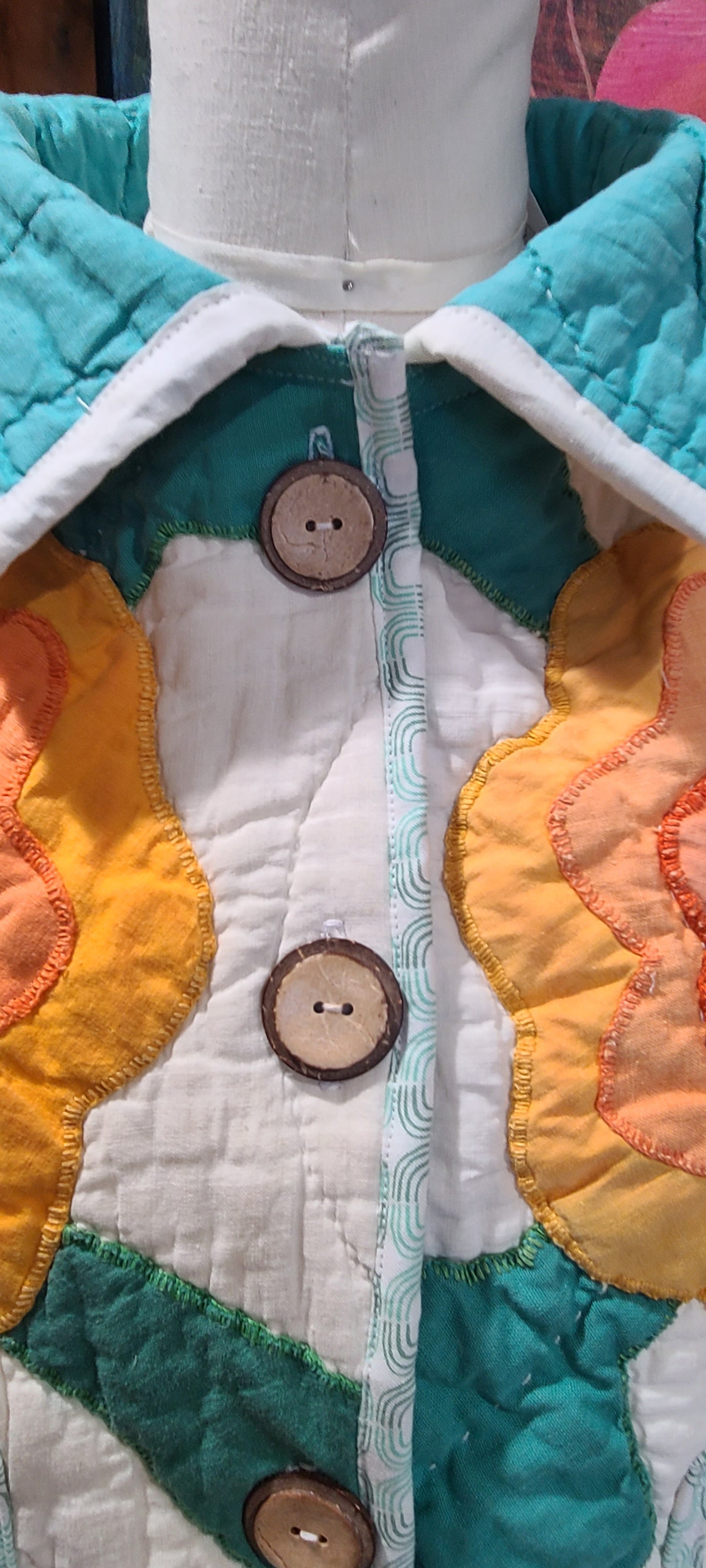 Orange Floral Applique Cropped Chore