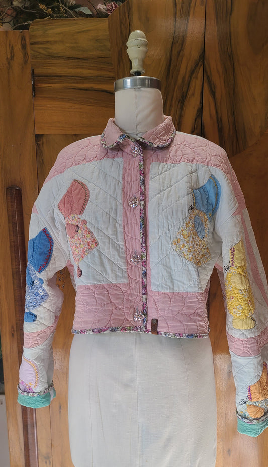 Pink Sunbonnet Sue Cropped Chore