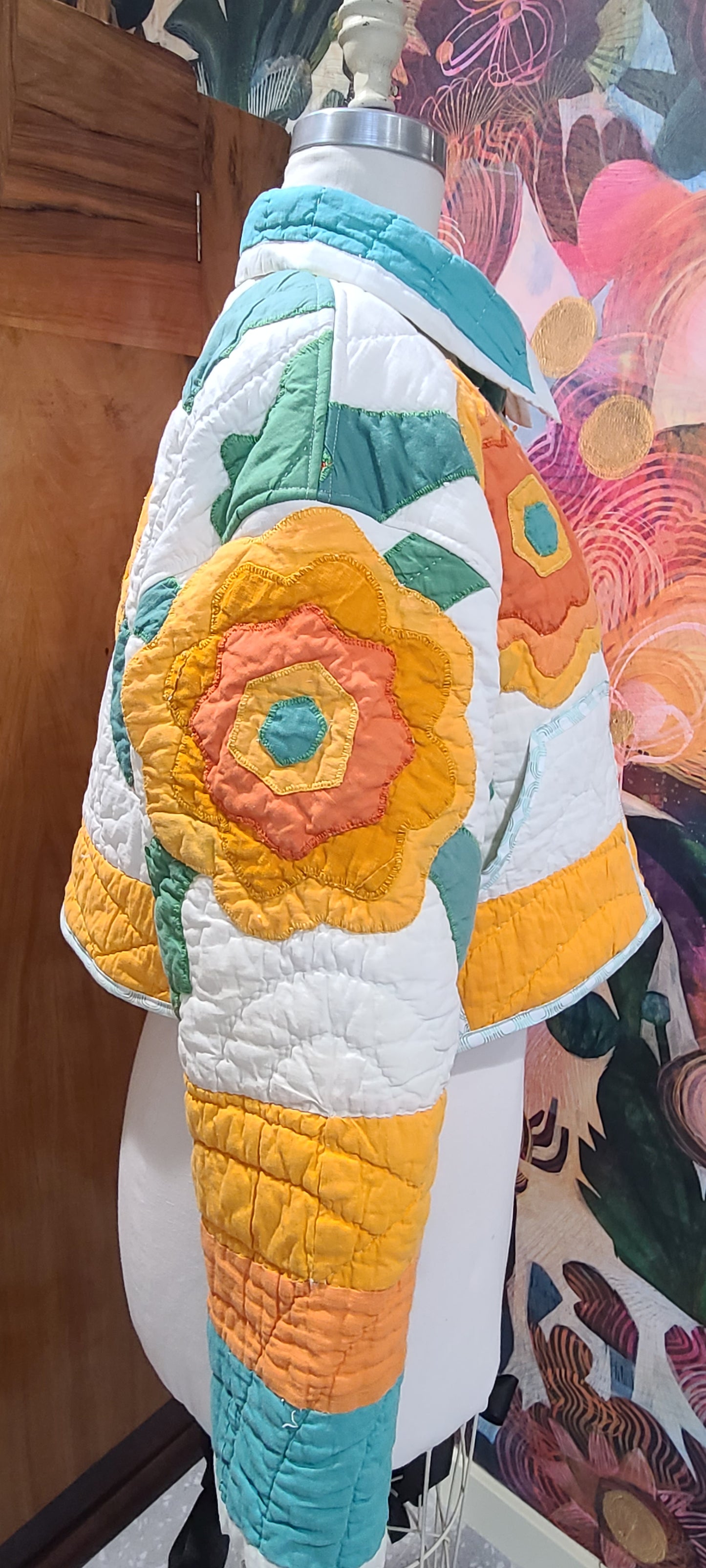 Orange Floral Applique Cropped Chore