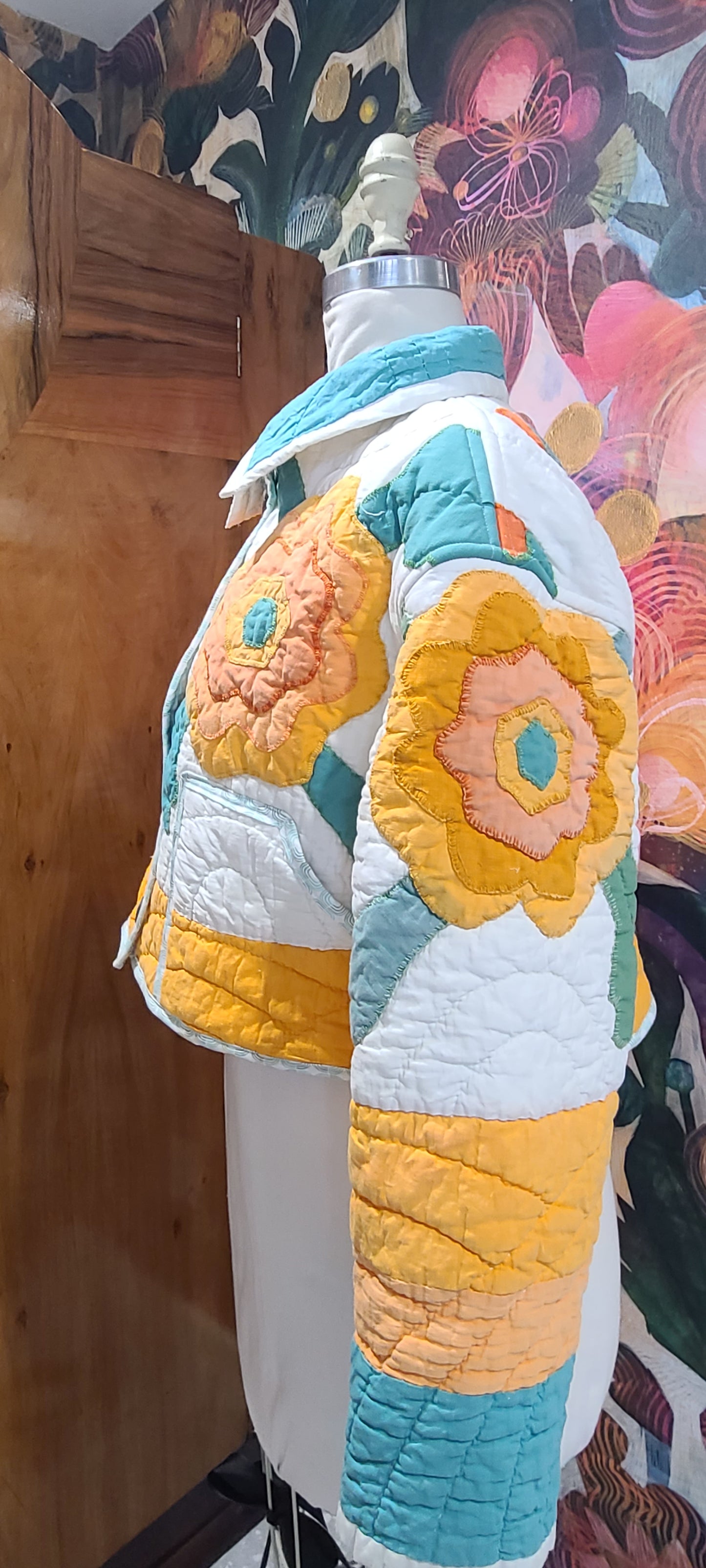 Orange Floral Applique Cropped Chore