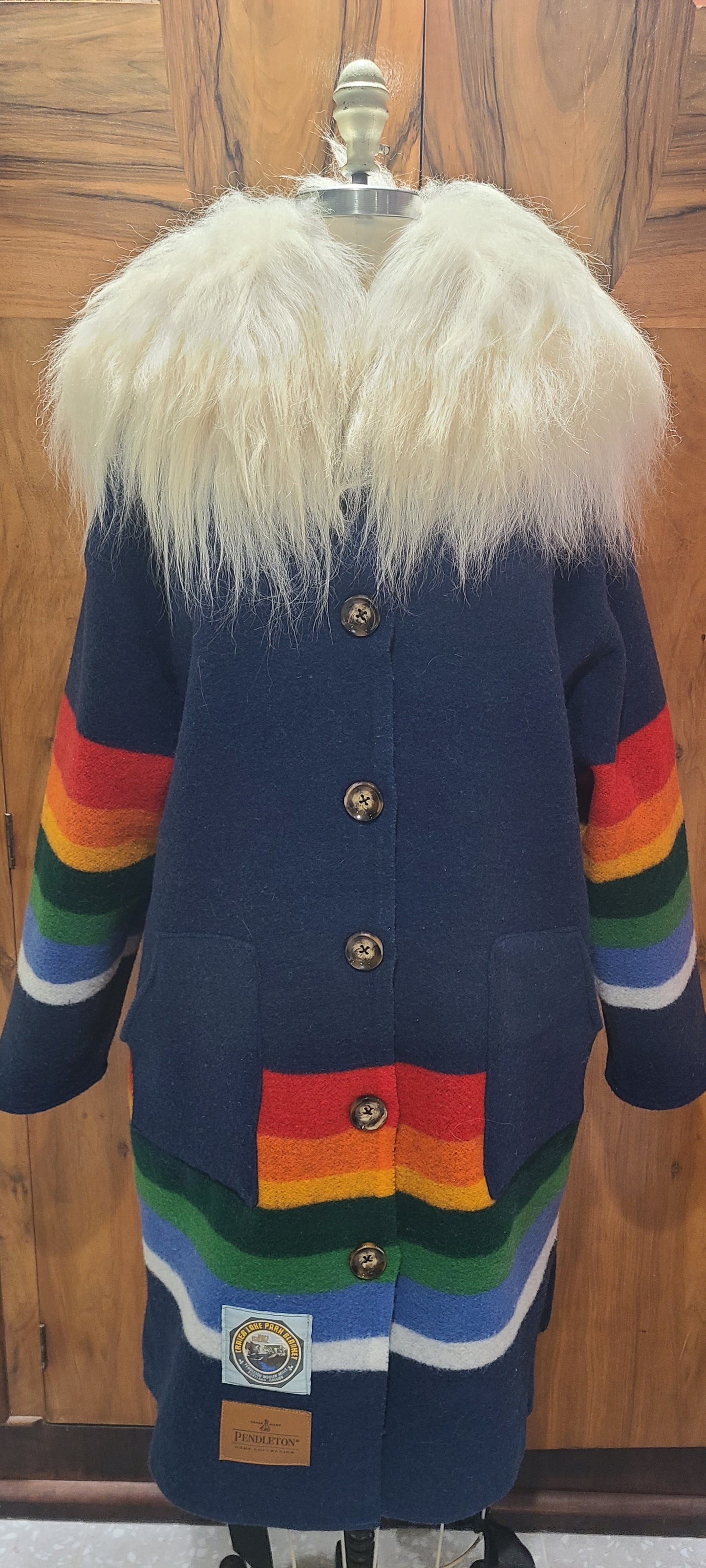 Crater Lake Pendleton Duster with Removable Lambskin Collar