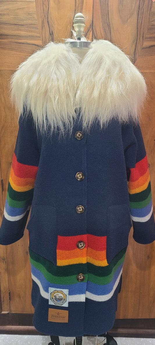 Crater Lake Pendleton Duster with Removable Lambskin Collar