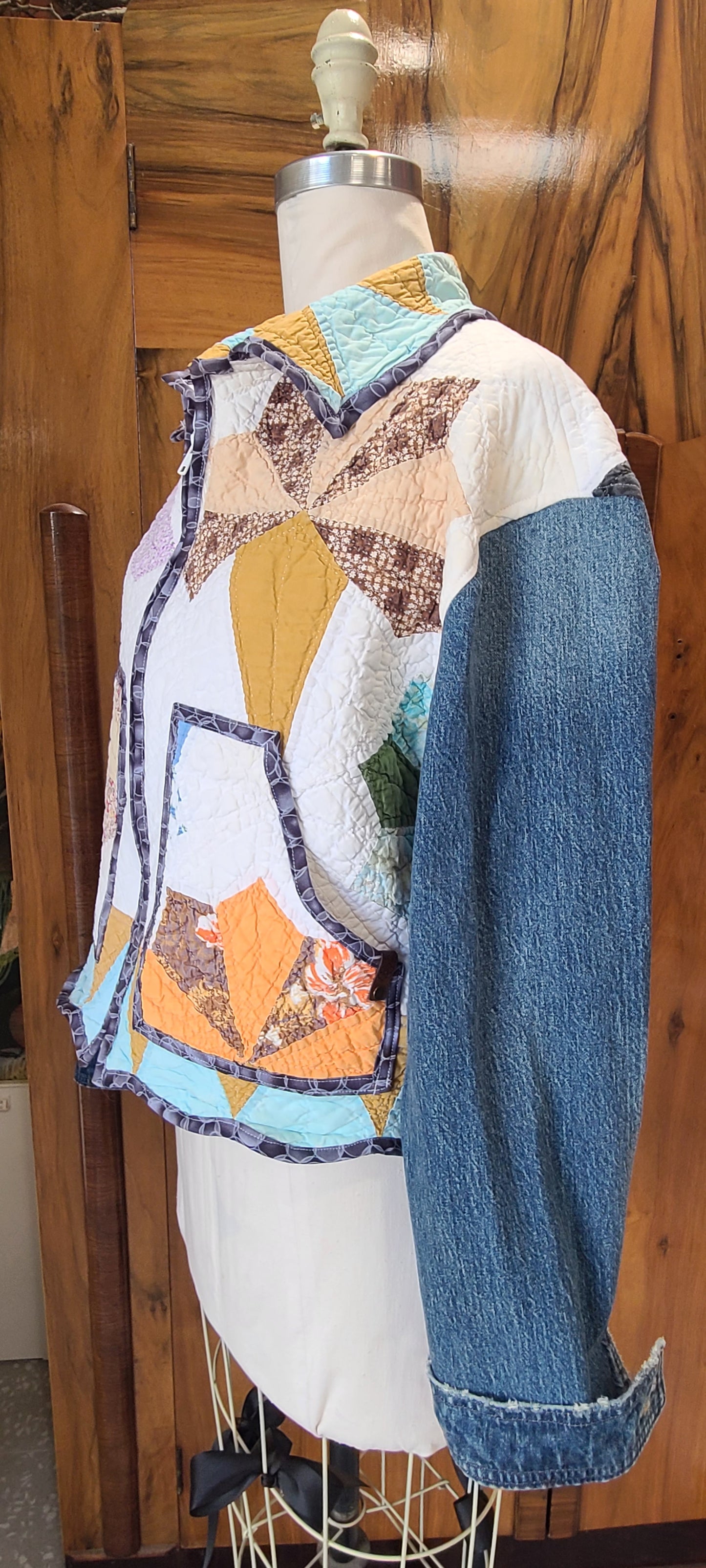 Bouquet Chore with Denim Sleeves