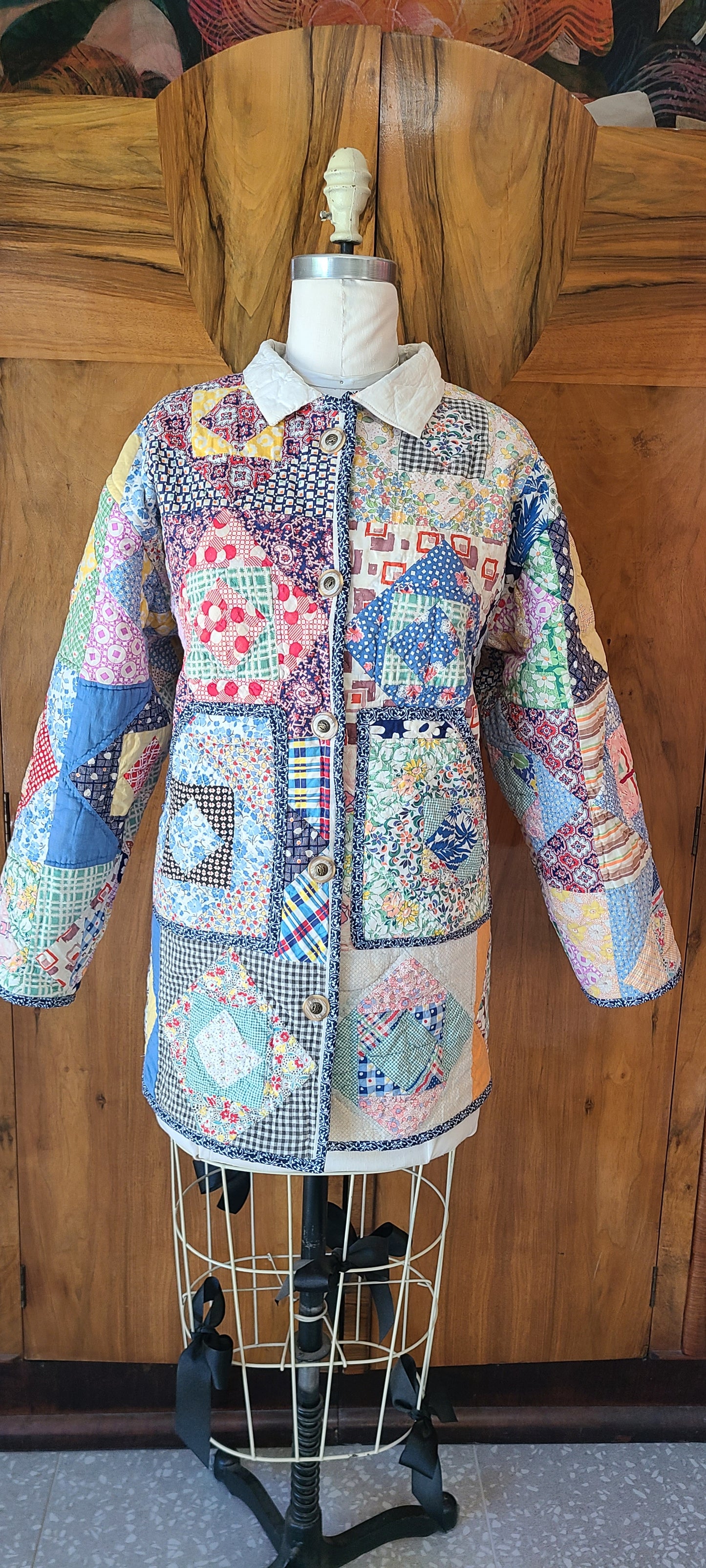 Blue Patch Chore with Lambskin Collar