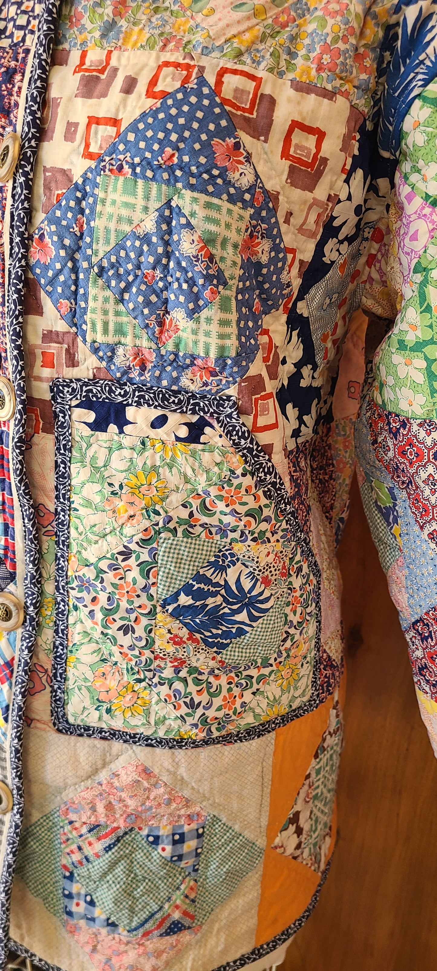 Blue Patch Chore with Lambskin Collar