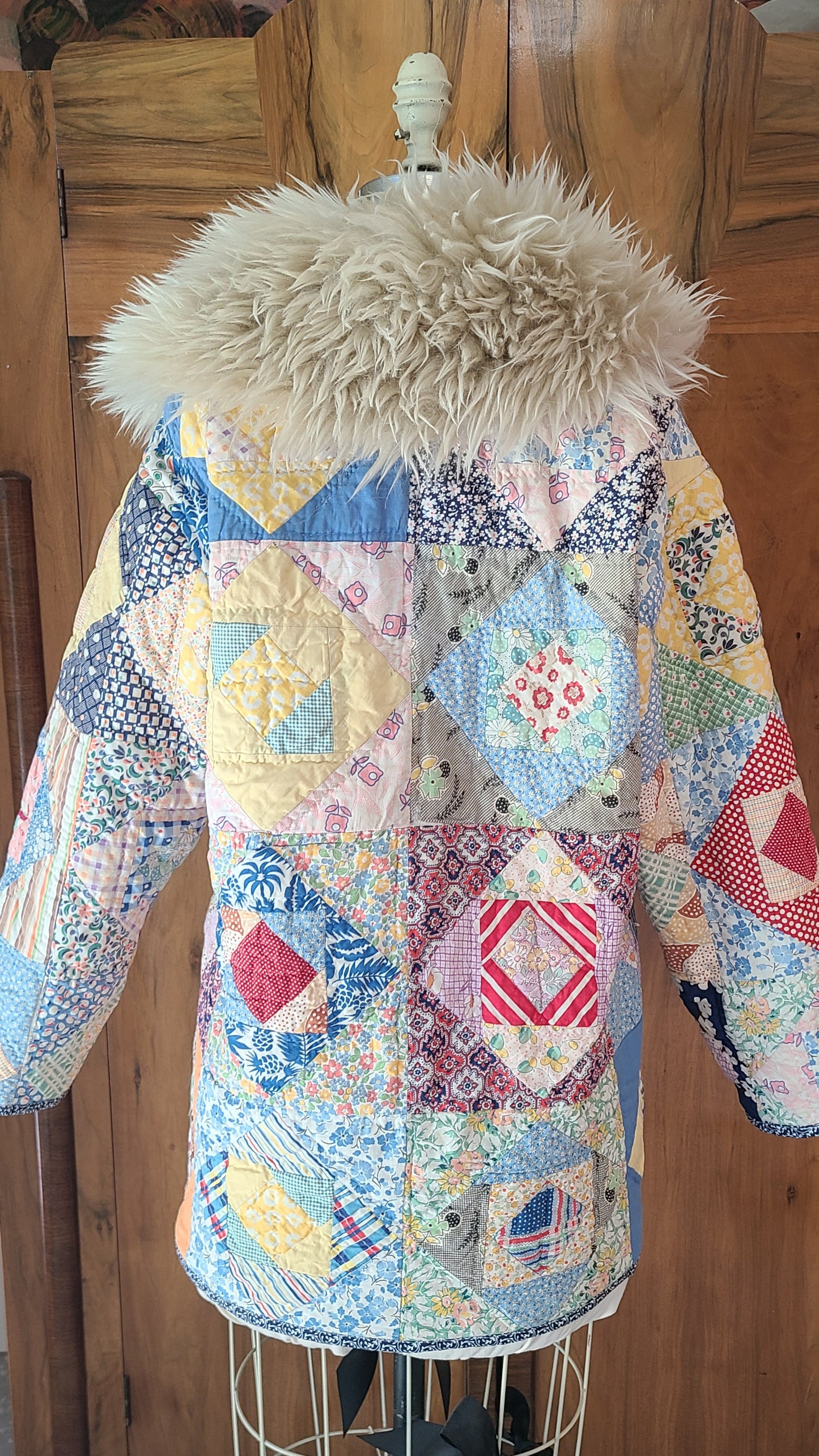 Blue Patch Chore with Lambskin Collar