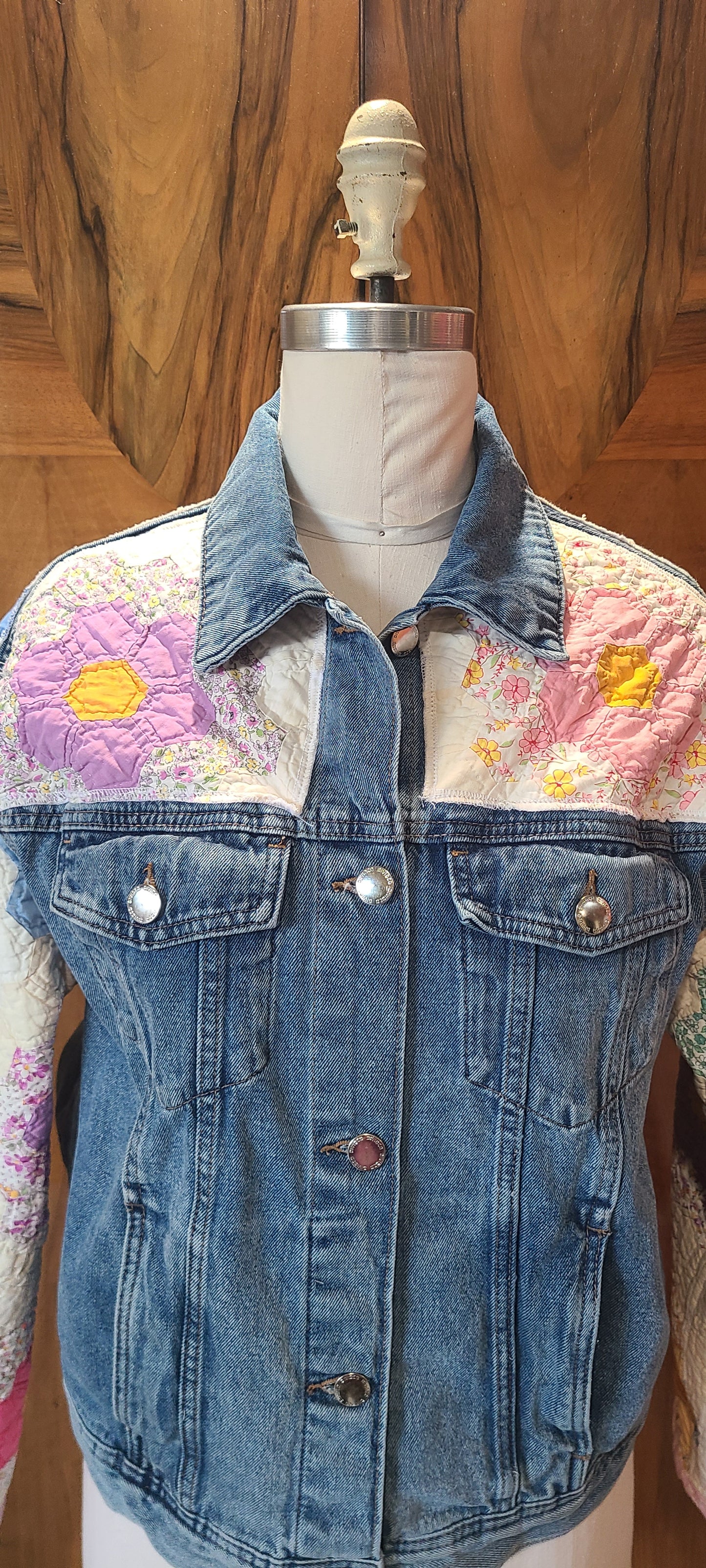Denim Fusion with Grandma's Garden Vintage Quilt