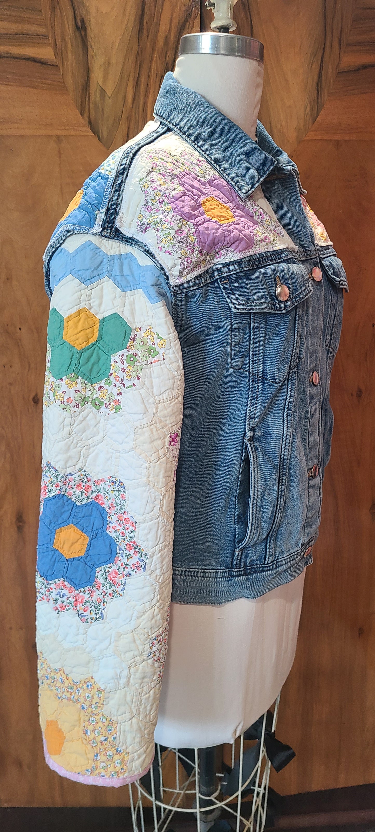 Denim Fusion with Grandma's Garden Vintage Quilt