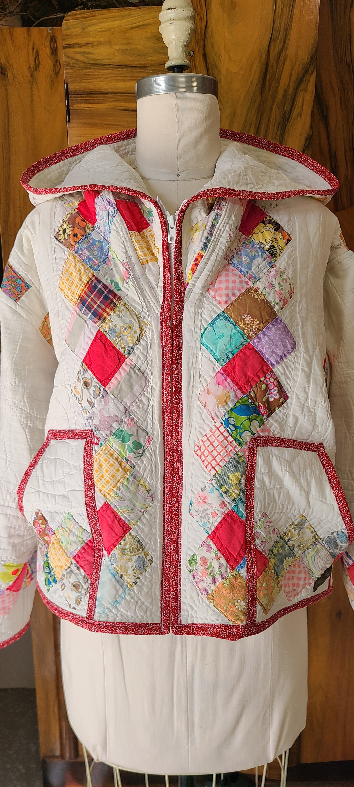 Red Irish Chain Hooded Chore