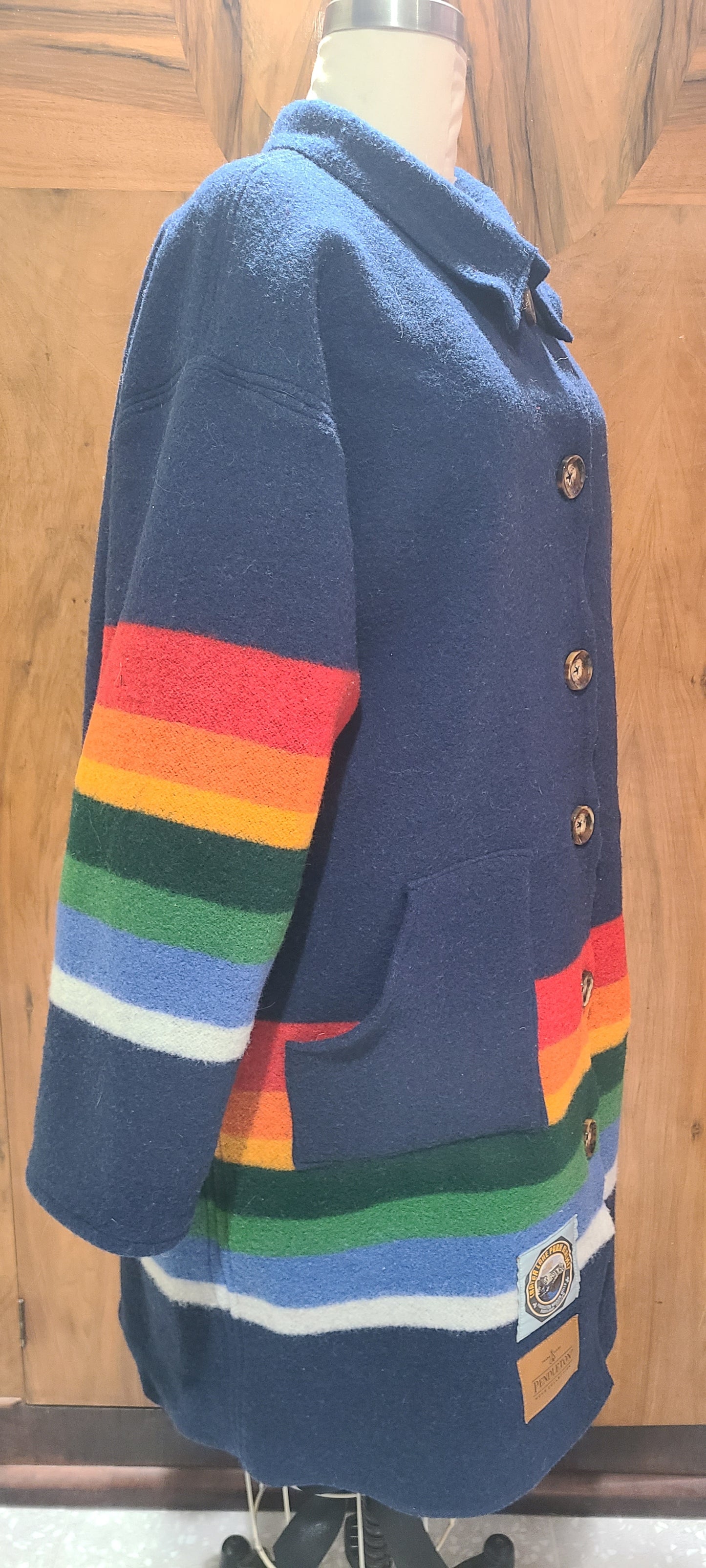 Crater Lake Pendleton Duster with Removable Lambskin Collar