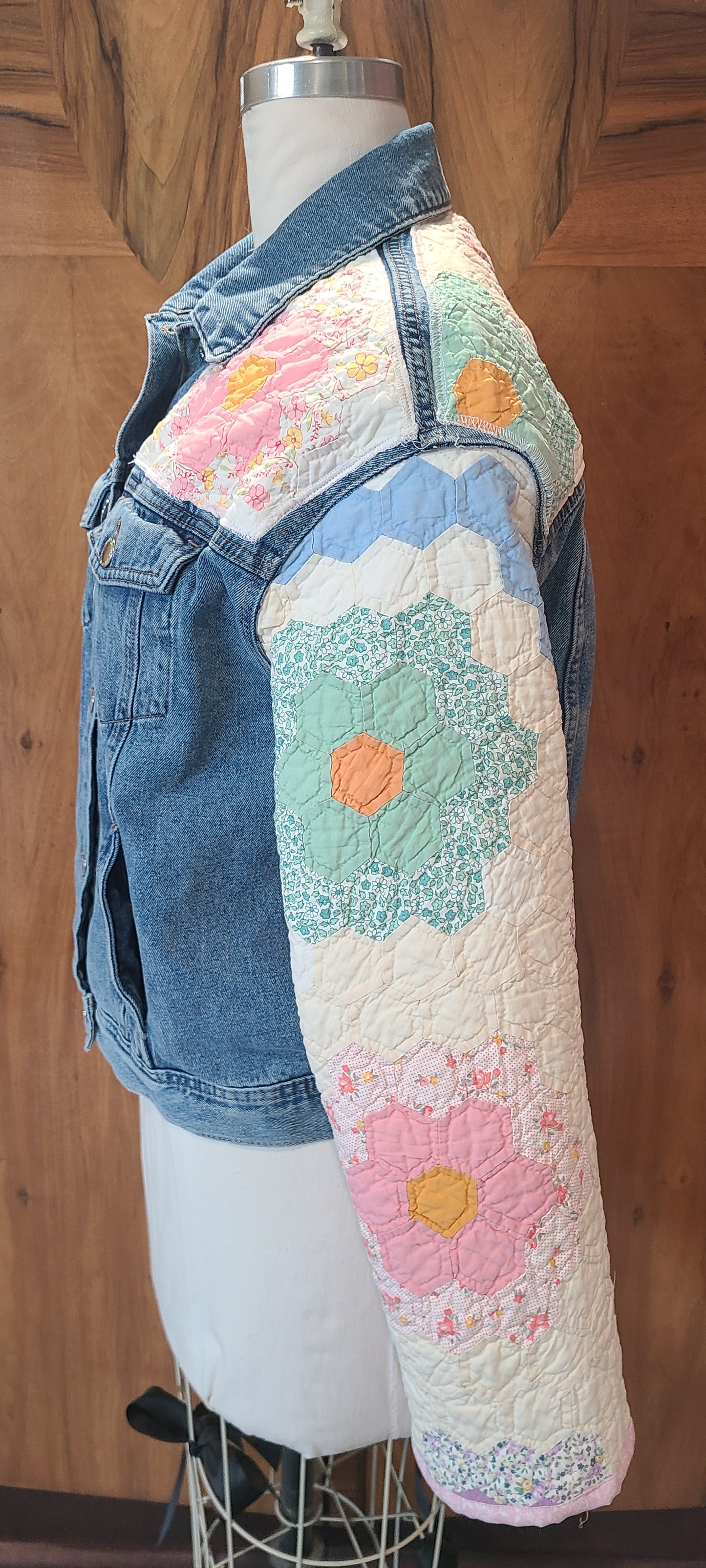 Denim Fusion with Grandma's Garden Vintage Quilt