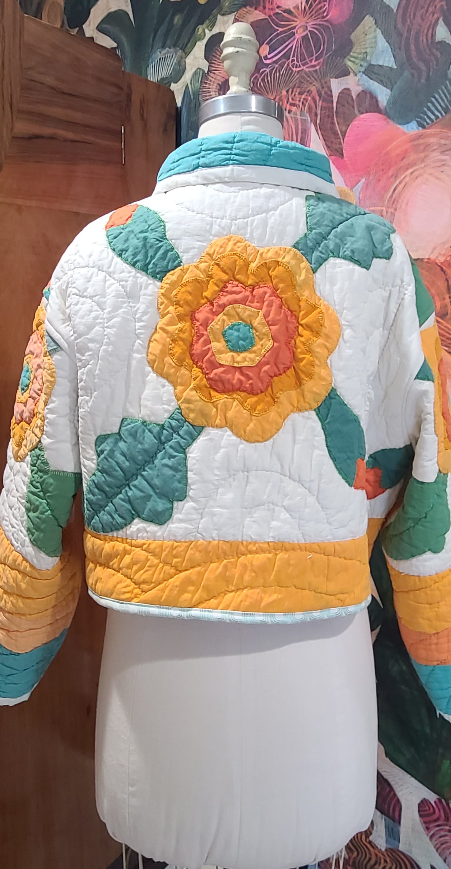 Orange Floral Applique Cropped Chore