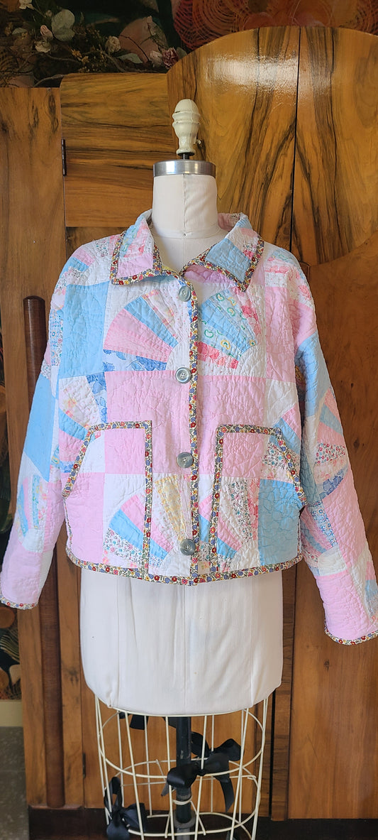 Pastel Grandma's Fan Chore Jacket