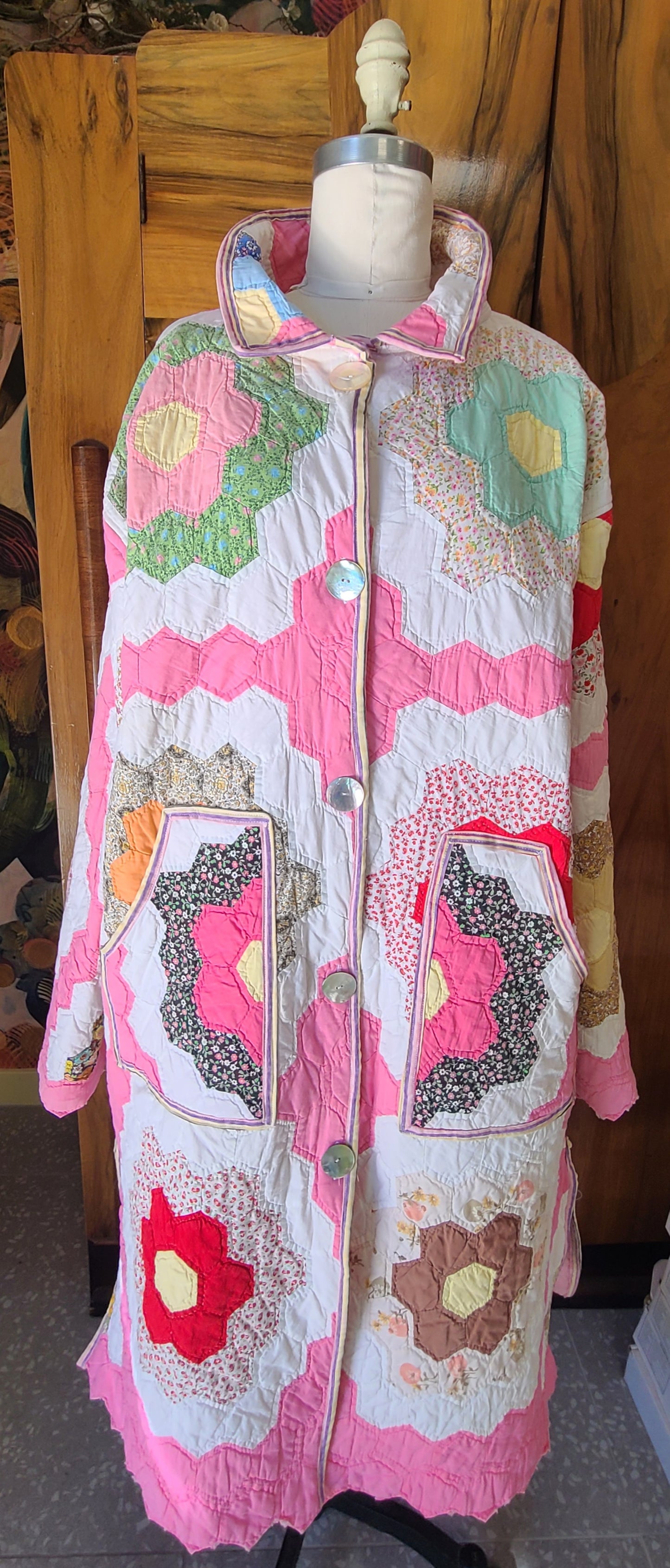 Pink Grandma's Garden Duster