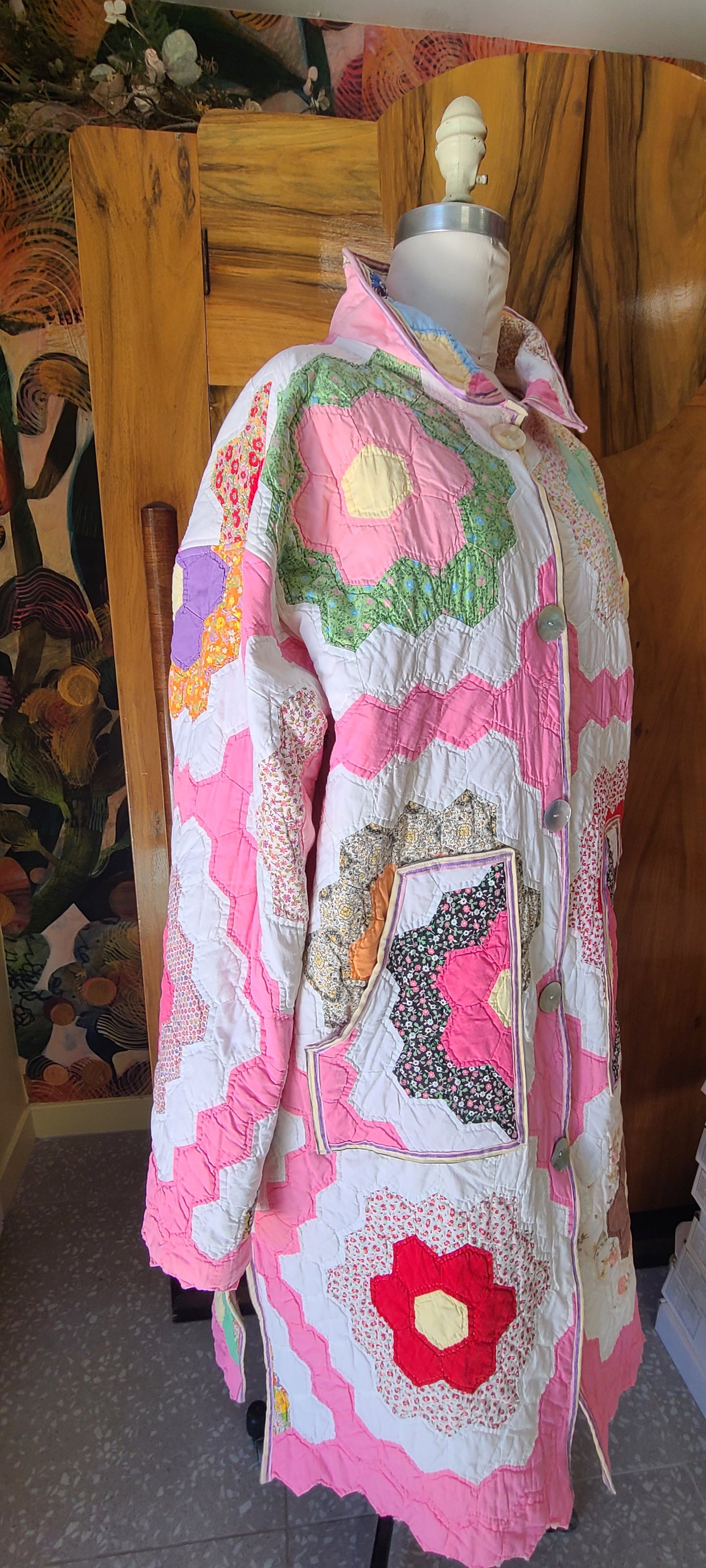 Pink Grandma's Garden Duster