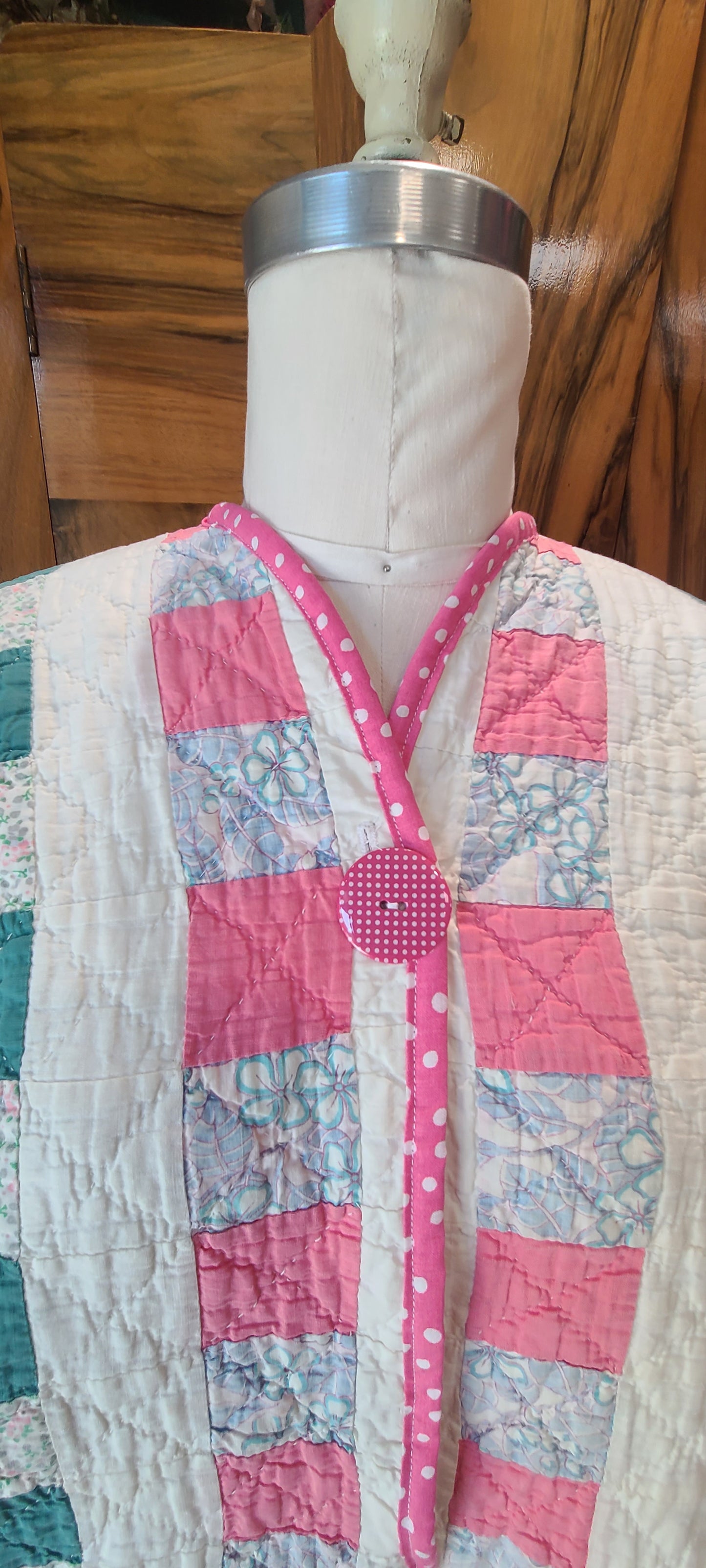 Pink Polka-dot Trimmed Swing Coat