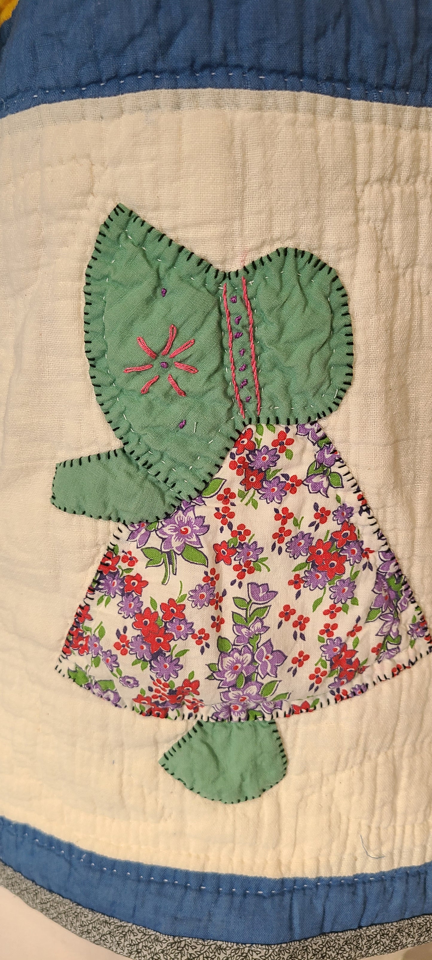 Sunbonnet Sue Chore with Denim Sleeves